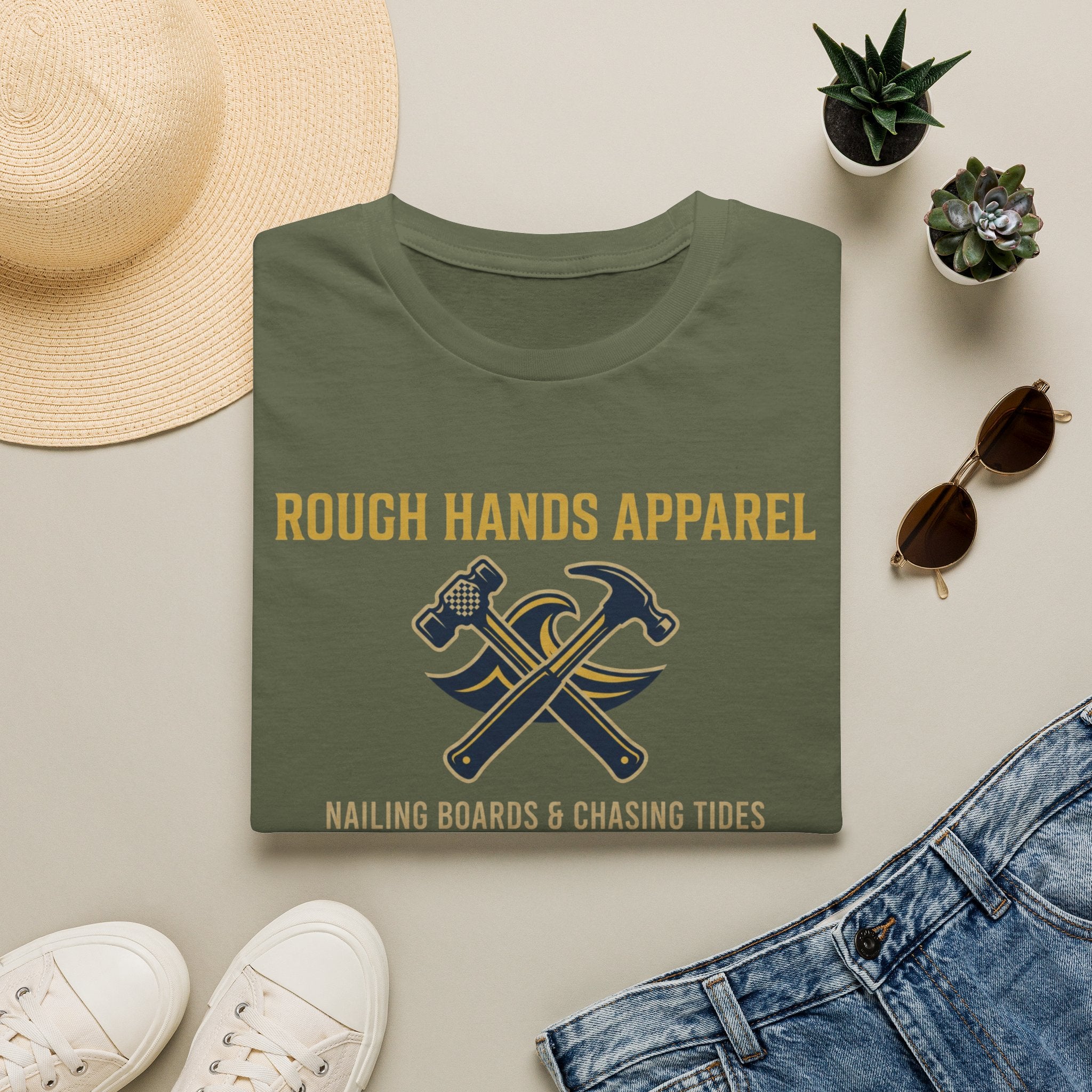 Nailing Boards, Chasing Tides – Rough Hands Apparel Tee