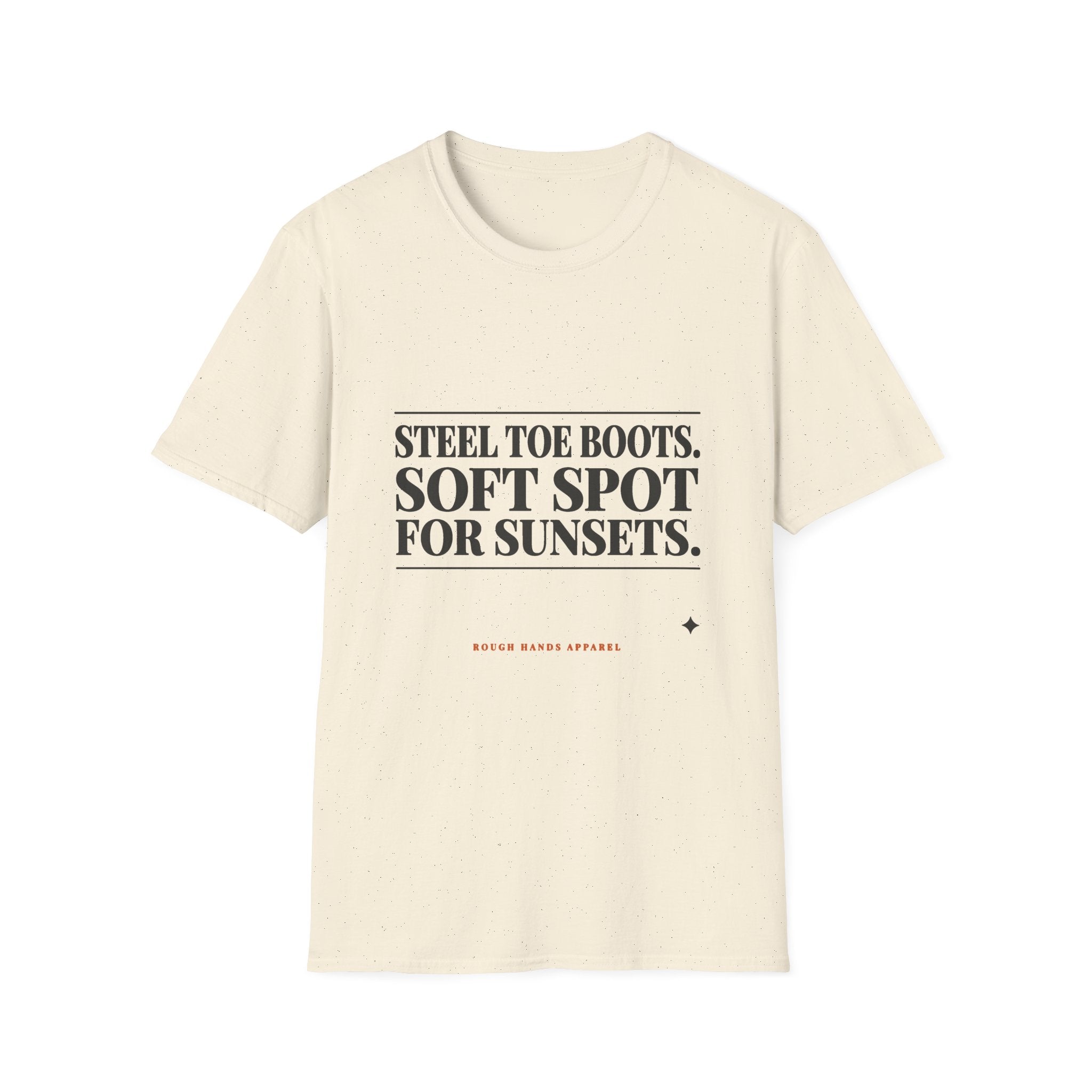 Steel Toe Boots. Soft Spot for Sunsets. – Rough Hands Apparel Tee