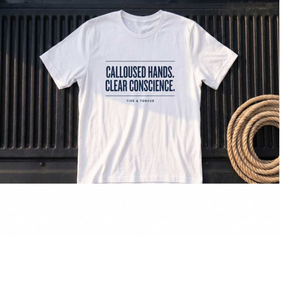 Calloused Hands, Clear Conscience – Rough Hands Apparel Tee