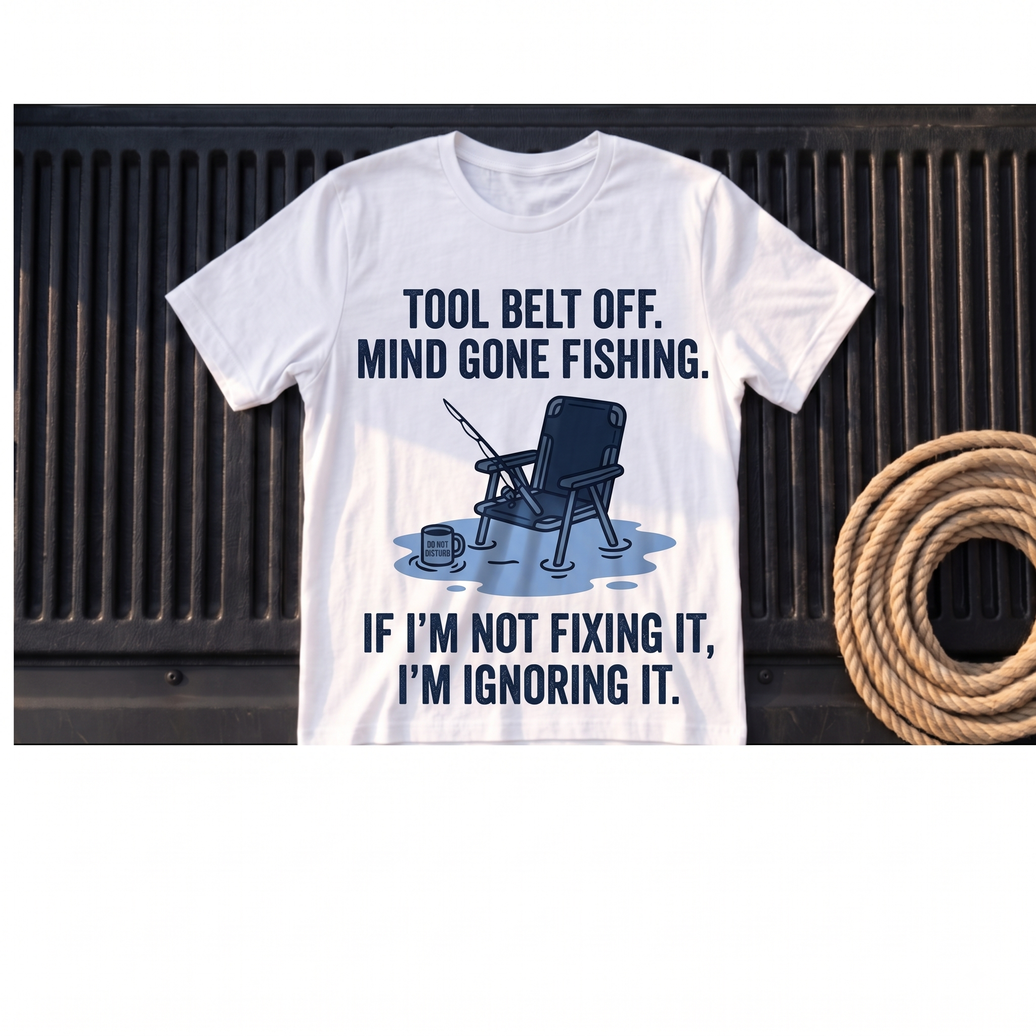 Tool Belt Off, Mind Gone Fishing – Rough Hands Apparel Tee