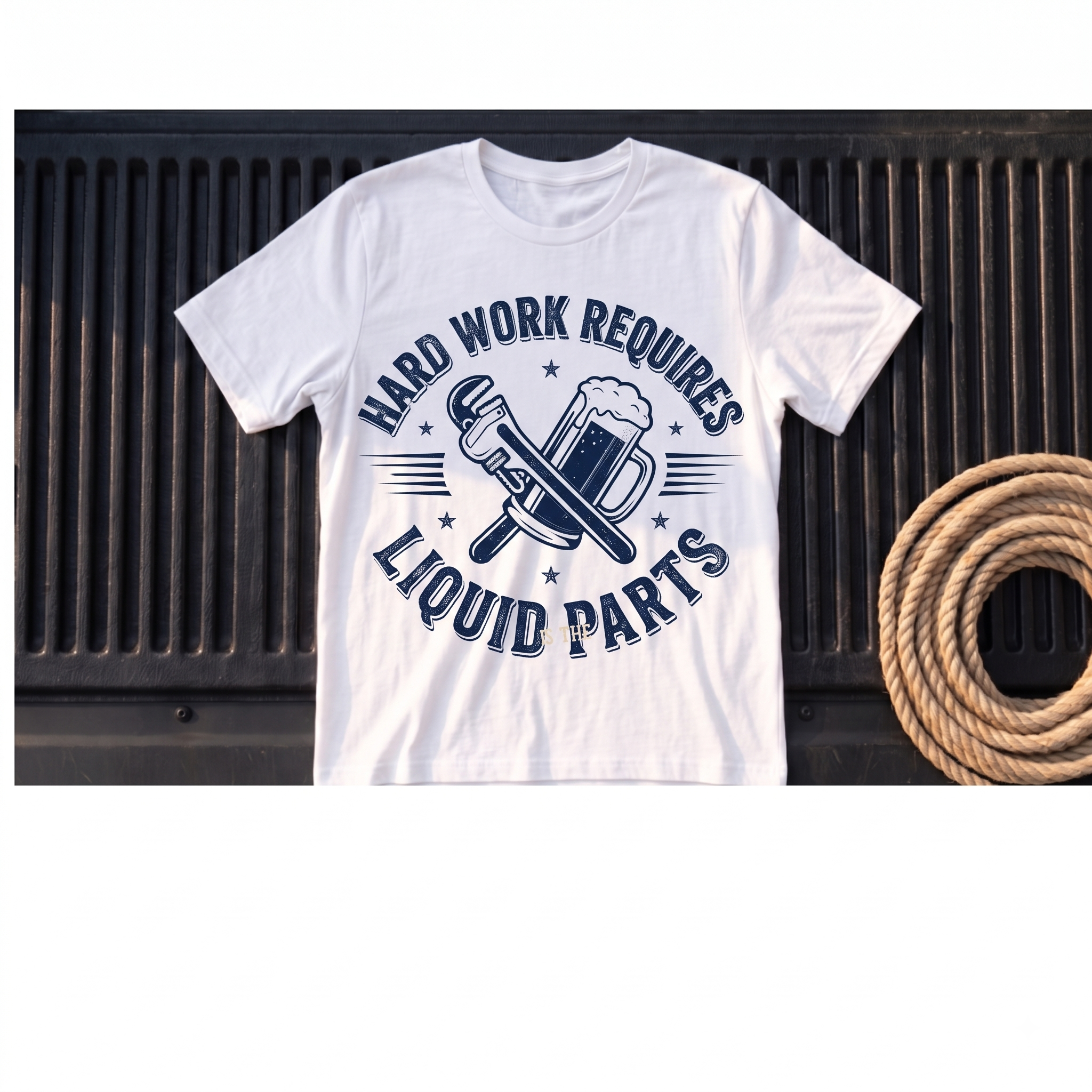 Hard Work Requires Liquid Parts – Rough Hands Apparel Tee