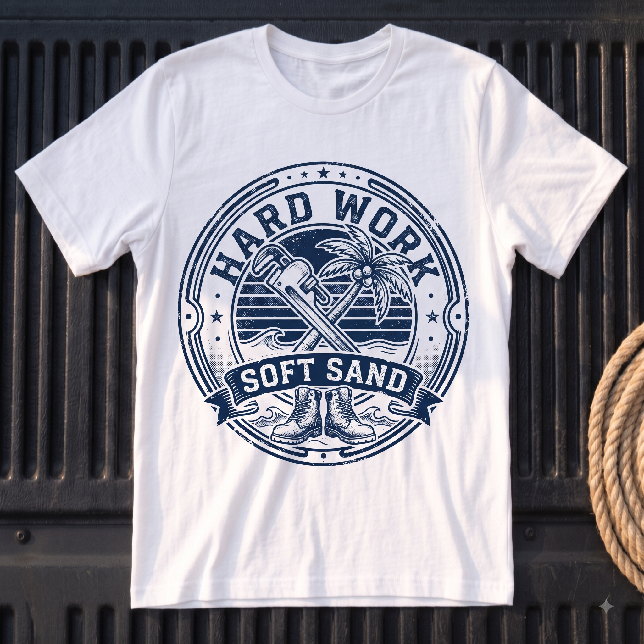 Hard Work, Soft Sand – Rough Hands Apparel Tee