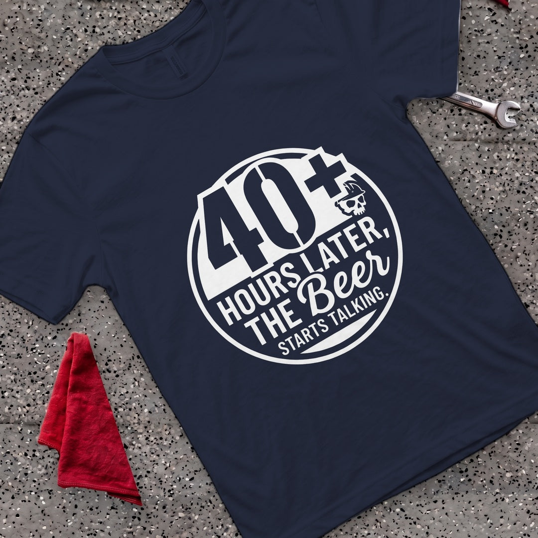 Beer Starts Talking T-Shirt - Navy