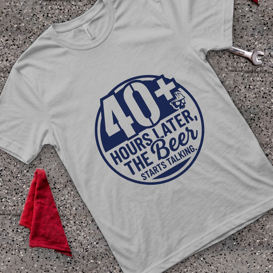 Beer Starts Talking T-Shirt - Sport Grey