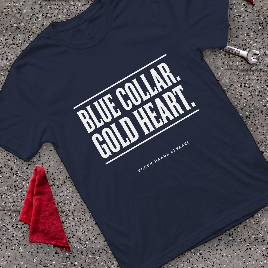 Blue Gold Heart T-Shirt - Navy