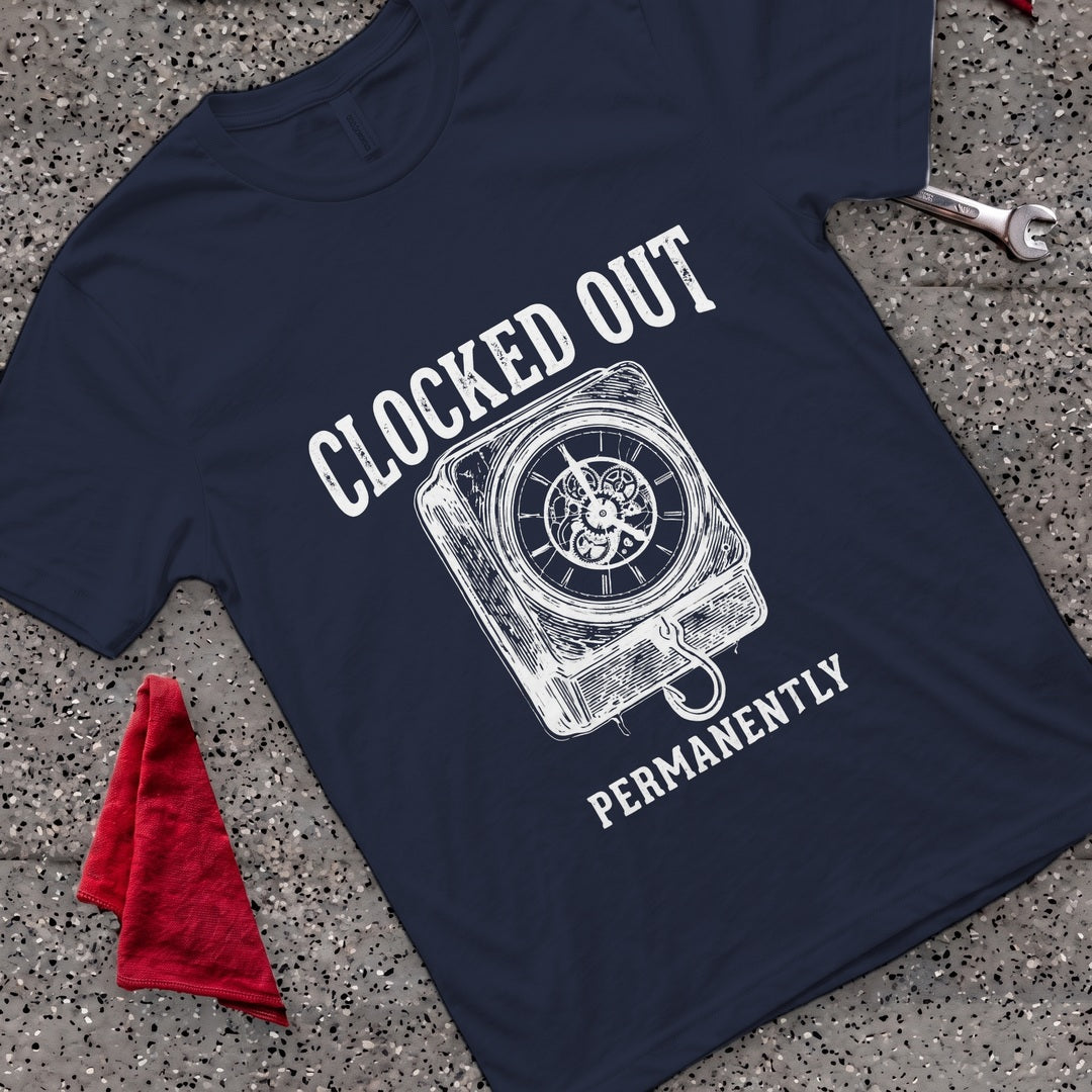 Clocked Out Permanently T-Shirt - Navy