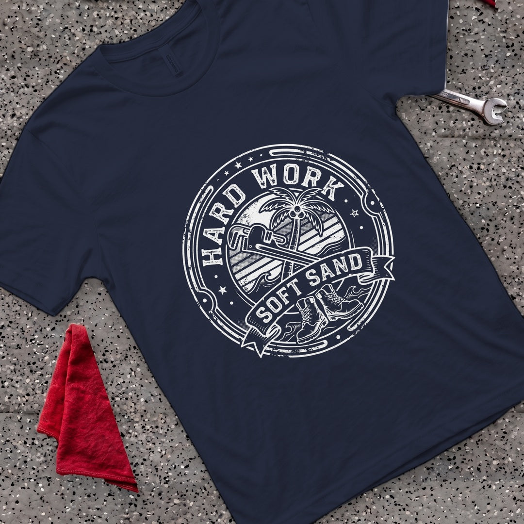Hard Work Sand T-Shirt - Navy