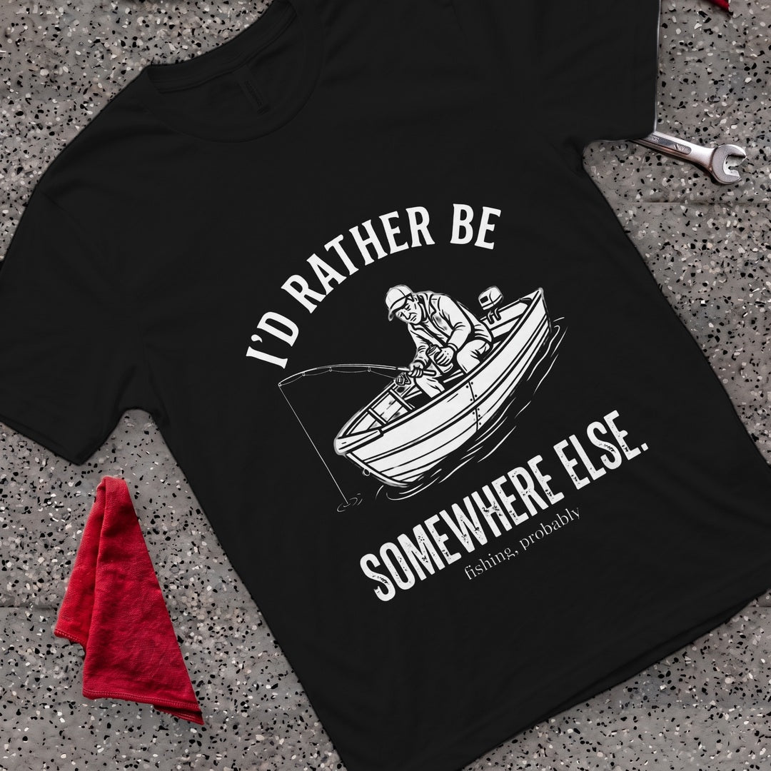 Fishing Probably T-Shirt - Black