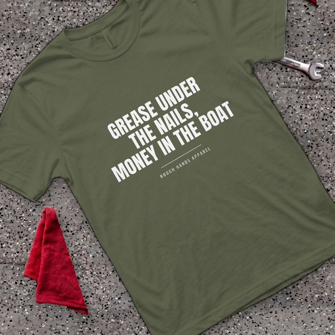 Grease Money Boat T-Shirt - Military Green
