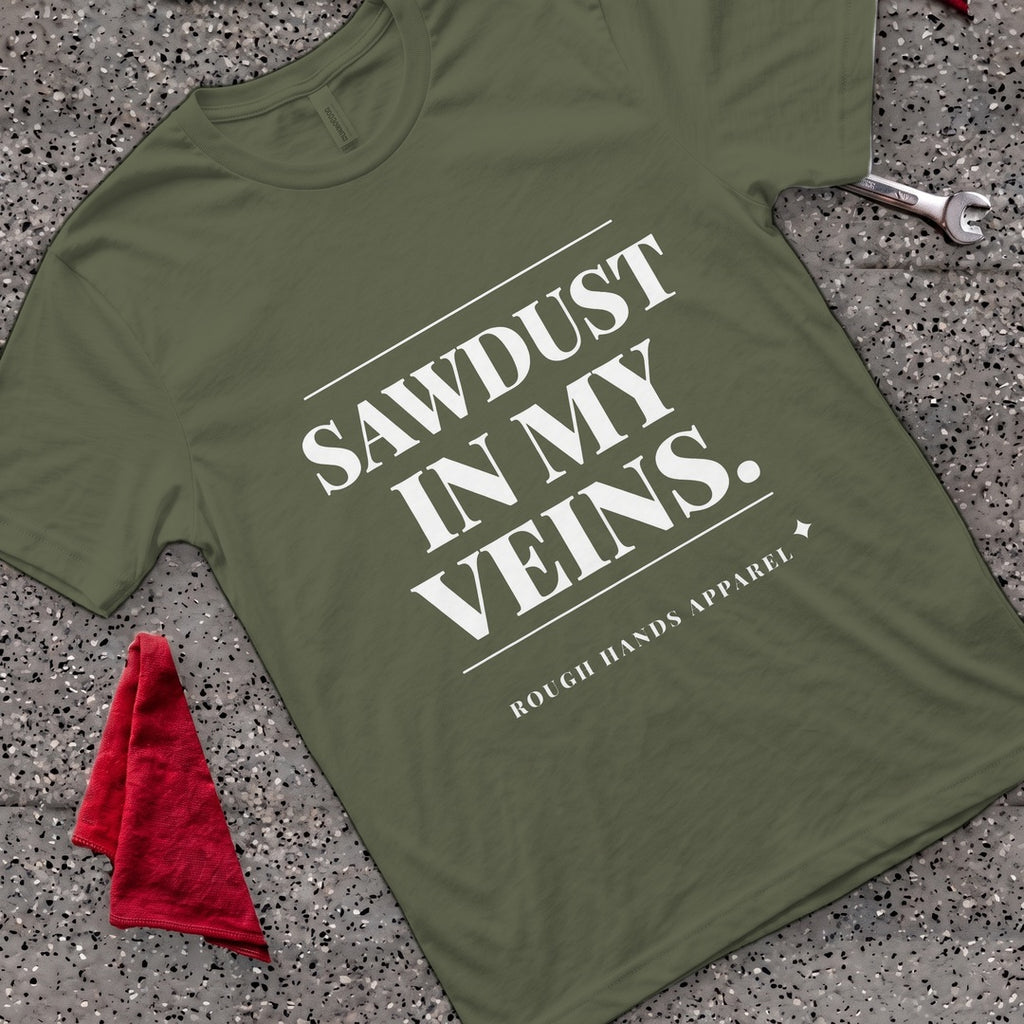 Sawdust Veins T-Shirt - Military Green