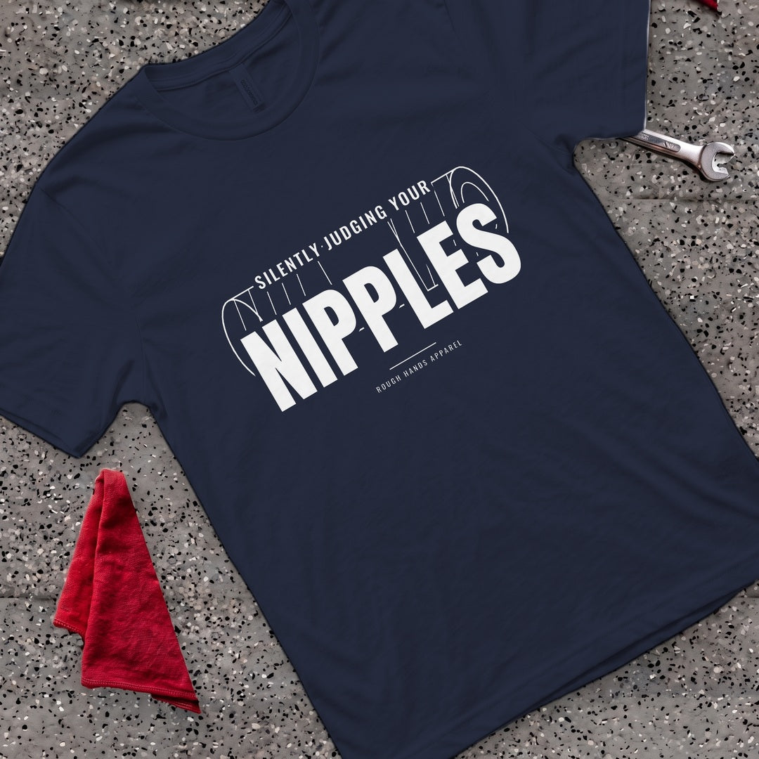 Silently Judging Nipples T-Shirt - Navy